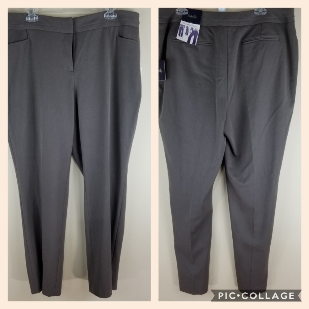 Rafaella Slim Leg Slacks Curvy Brown/Gray Size 16